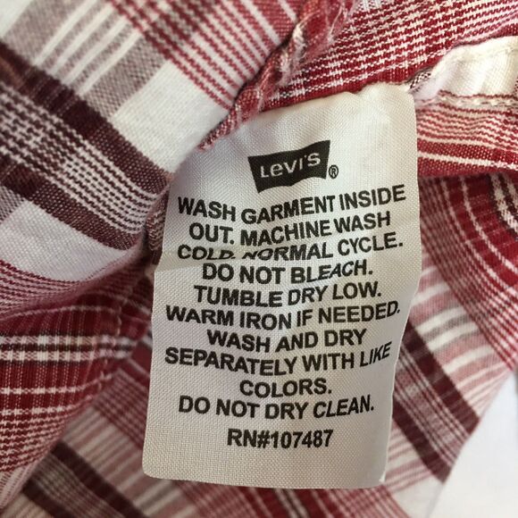 Vintage 90's LEVIS Western Shirt Men's S Red Check Pearl Snap Cowboy Rodeo - Picture 8 of 12